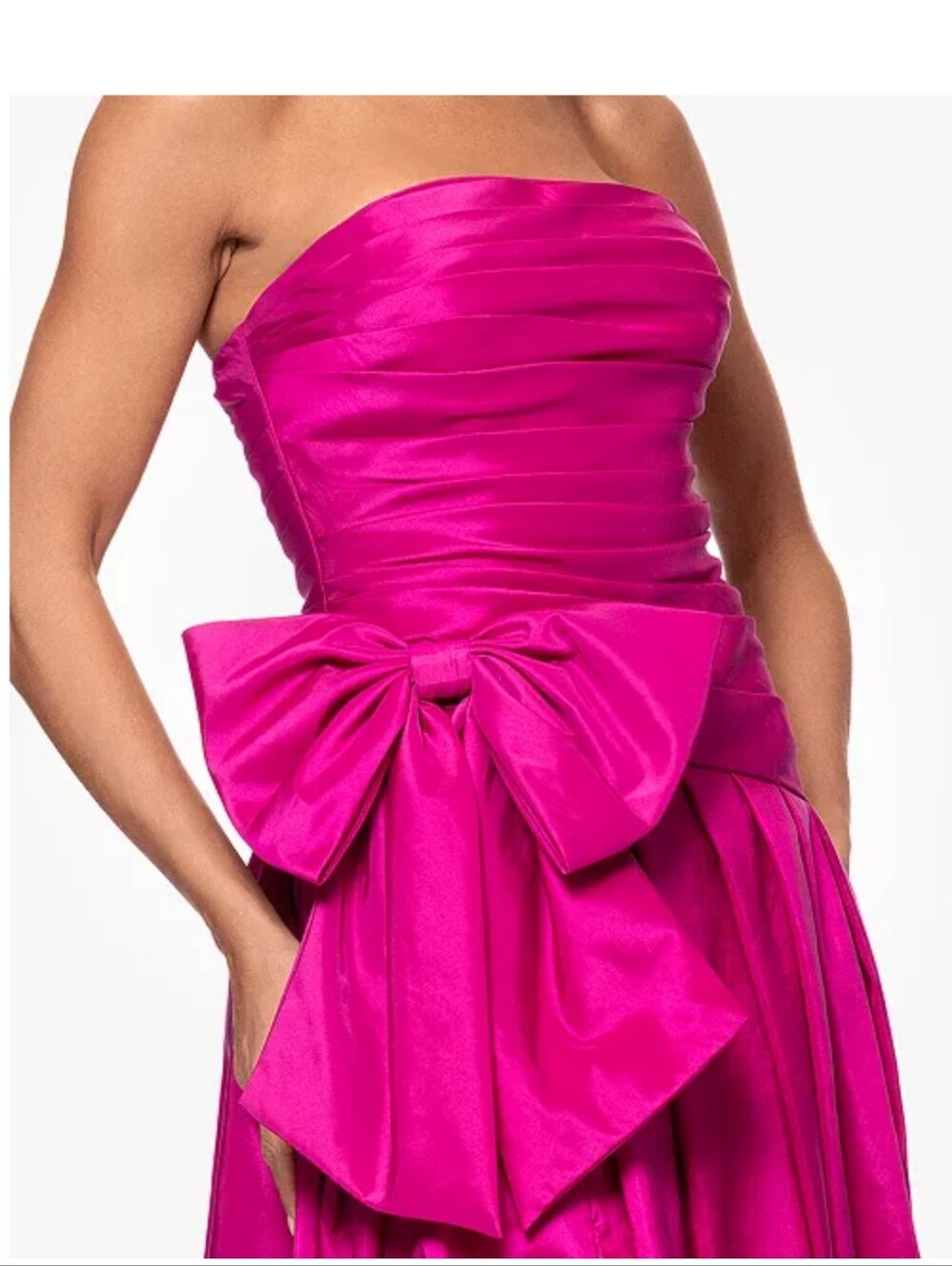 XSCAPE Fuchsia Satin Bow Gown Formal Evening Dress Sz 10 $319 Wedding Luxury - Picture 2 of 14